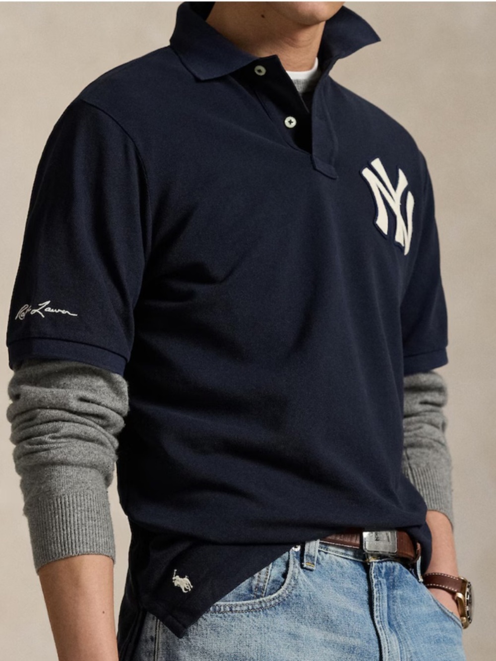 Polo by Ralph Lauren Navy Blue New York Yankees Logo Polo Shirt